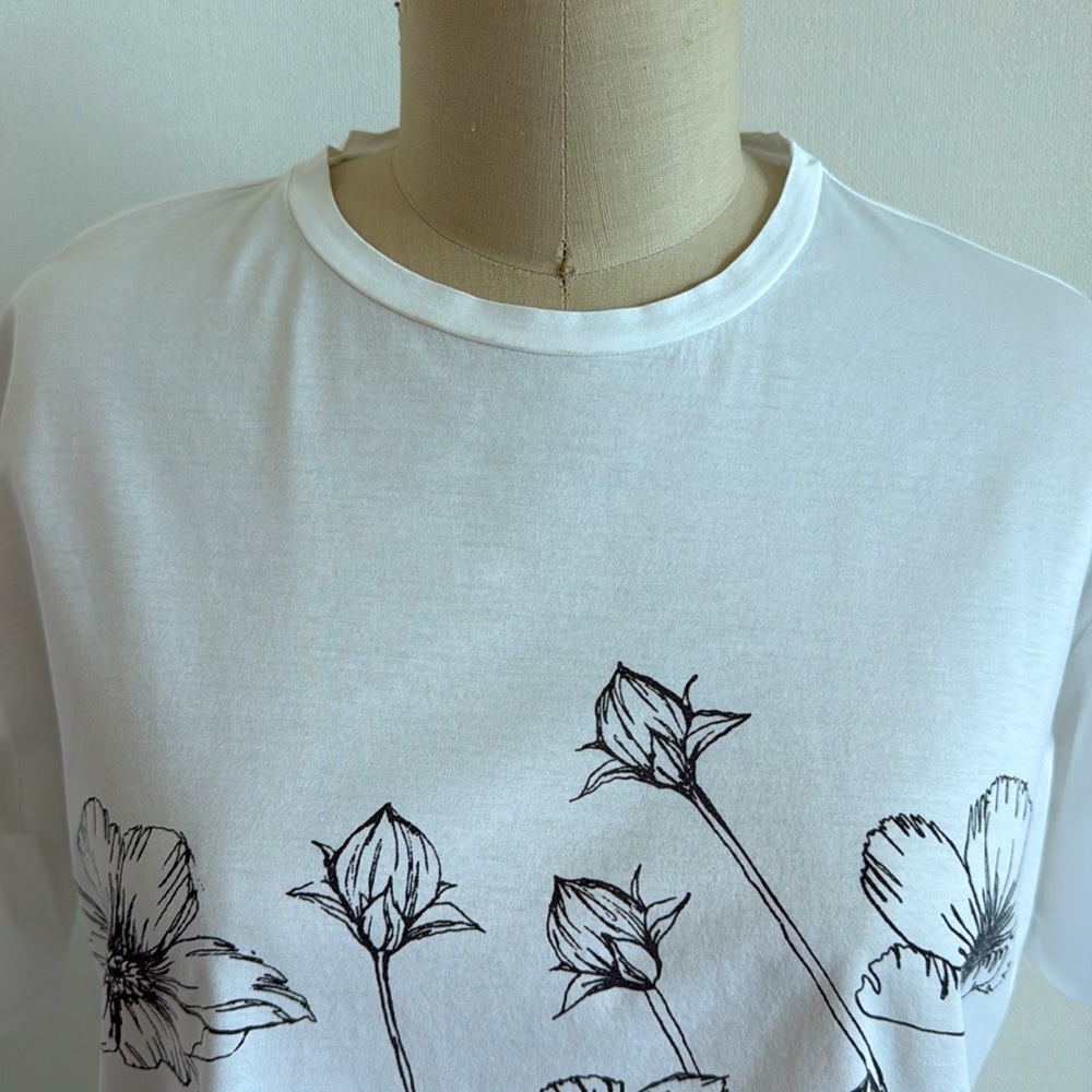 MaxMara Cream Weekend white top, tshirt, prime cotton, printed design Size M - Picture 5 of 11